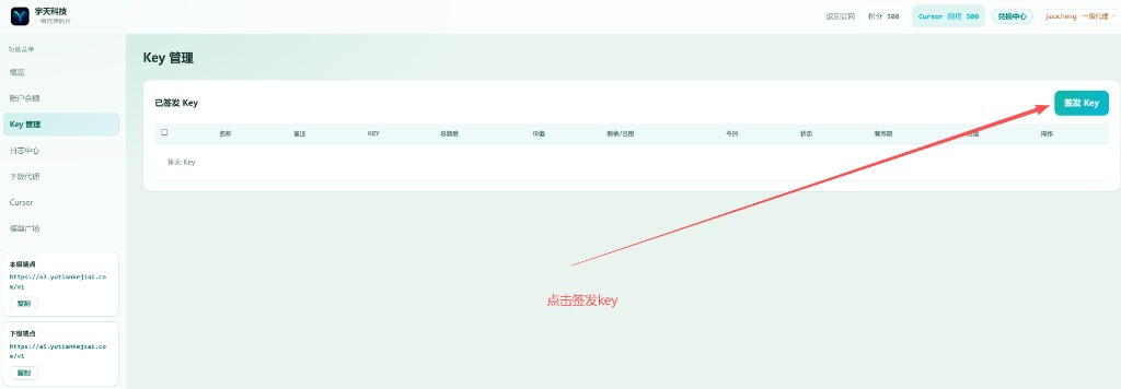 步骤5 点击签发Key